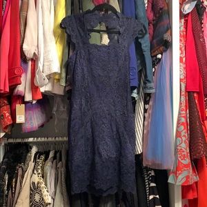 Nicole Miller Navy Fitted Lace Dress